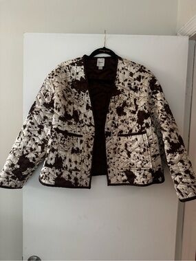 Maeve Cream Quilted Jacket with Brown Splatter
